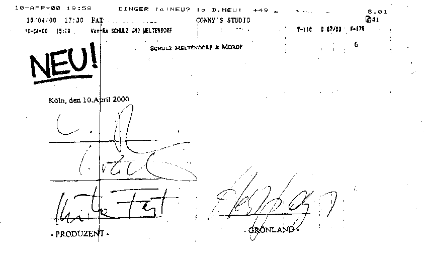 Second Page of the Contract between NEU! and Groenland